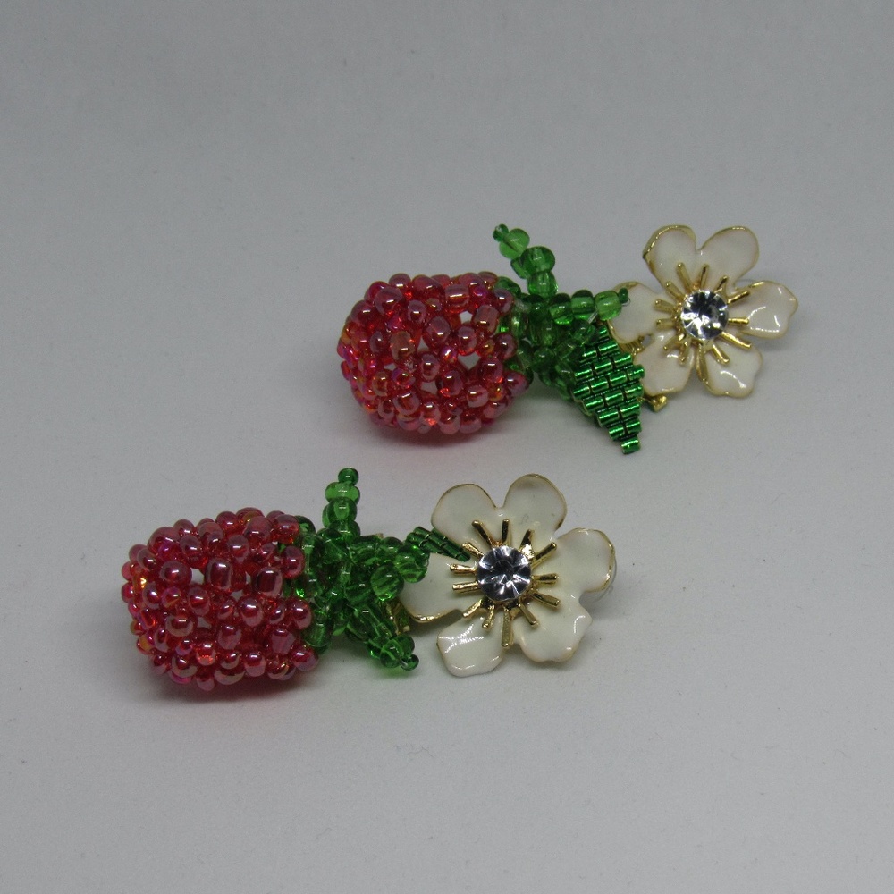 Red Beaded Fruit Earrings